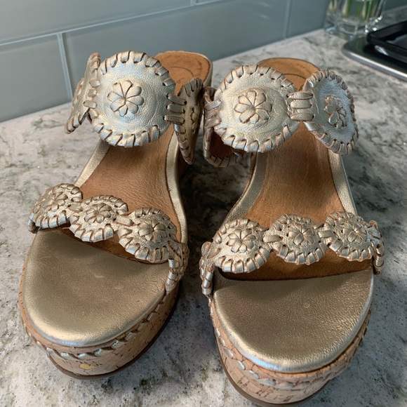 Jack Rogers Shoes - Jack Rogers Gold Wedges